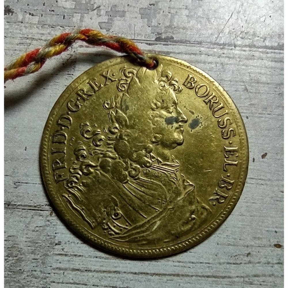 Vintage Frederick I of Prussia Brass Medallion Pendant Frid D G Rex Boruss El Br